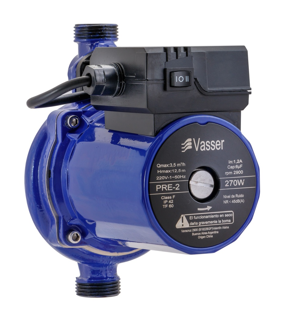BOMBA PRESURIZADORA VASSER MODELO PRE 2 HASTA 2 CONSUMOS - TANQUE ELEVADO