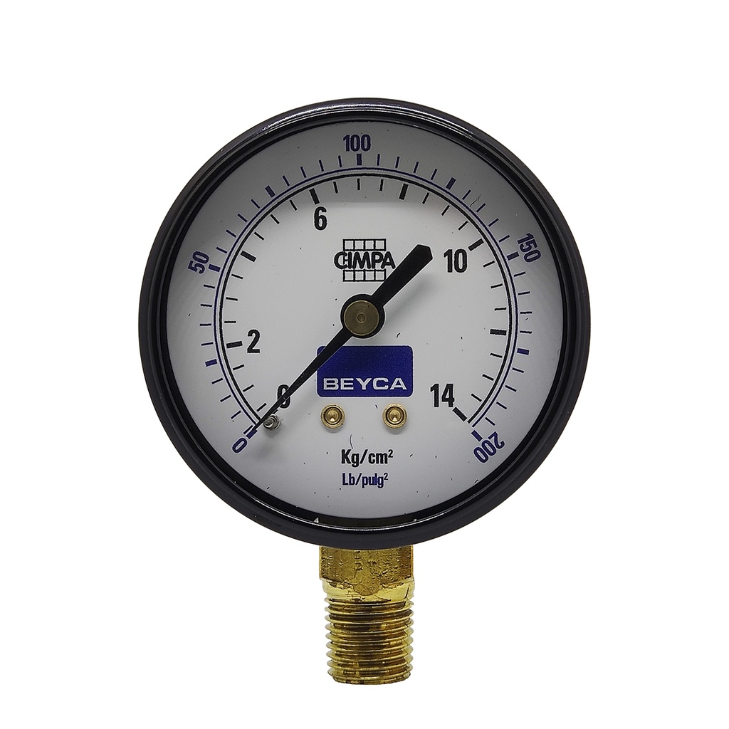 MANÓMETRO BEYCA 63MM ESTANDAR 0-14KG ROSCA INF. 1/4 BSPT