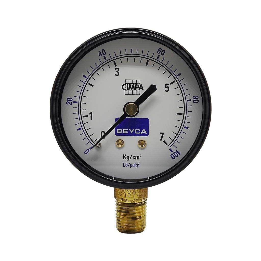 MANÓMETRO BEYCA 63MM ESTANDAR 0-7KG ROSCA INF. 1/4 BSPT