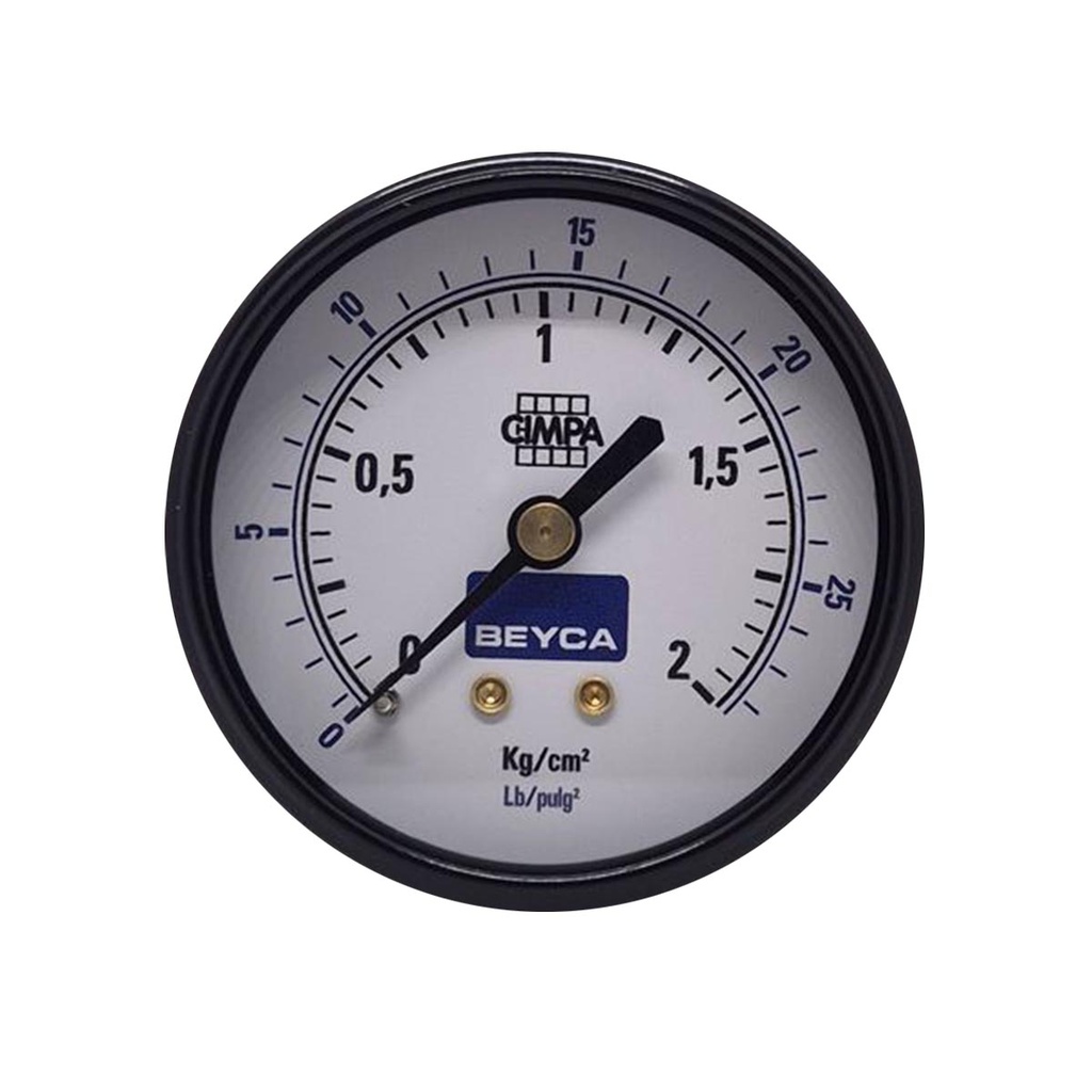 MANÓMETRO BEYCA 63MM ESTANDAR 0-2KG ROSCA POST. 1/4 BSPT