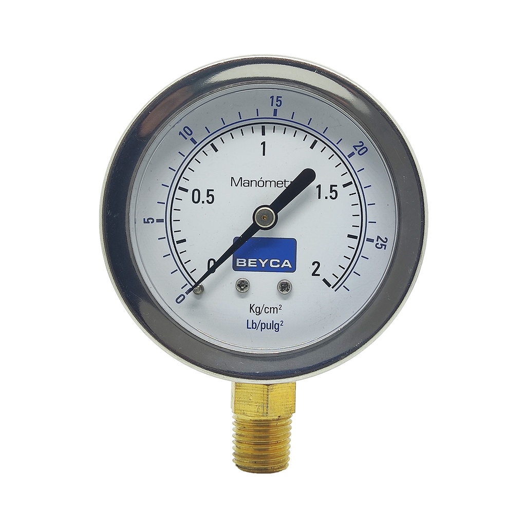 MANÓMETRO BEYCA 63MM INOX-BRONCE 0-2KG. ROSCA INF. 1/4 NPT