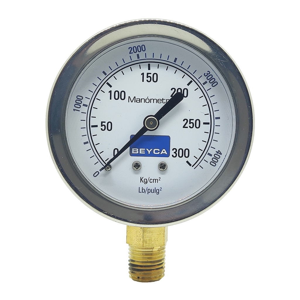 MANÓMETRO BEYCA 63MM INOX-BRONCE 0-300KG. ROSCA INF. 1/4 NPT