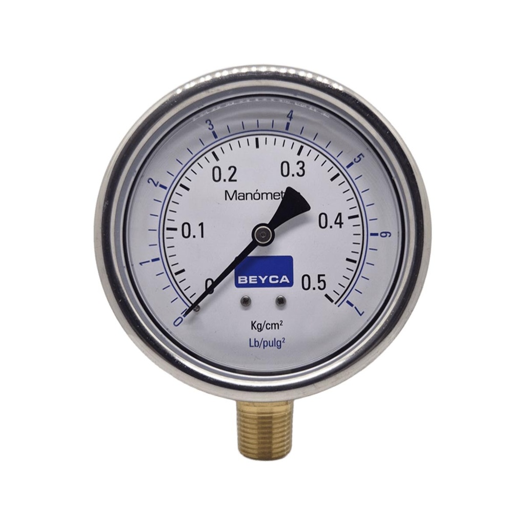 MANÓMETRO BEYCA 100MM INOX-BRONCE 0-0.5KG. ROSCA INF. 1/2 NPT