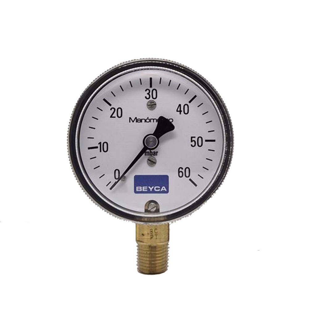 MANÓMETRO BEYCA 63MM BAJA PRESION 0-60MBAR ROSCA INF. 1/4 BSPT