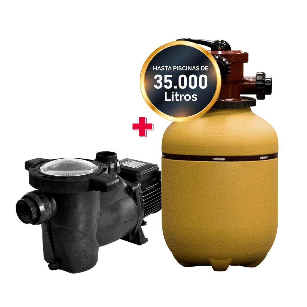 COMBO VULCANO FILTRO VC-20 + BOMBA BAP 033 - PISCINAS HASTA 35.0000 LTS