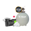 COMBO FLUVIAL BOMBA PLATA 3 + FILTRO FR 90 + CARGA FILTRANTE - PISCINAS HASTA 90.000 LTS