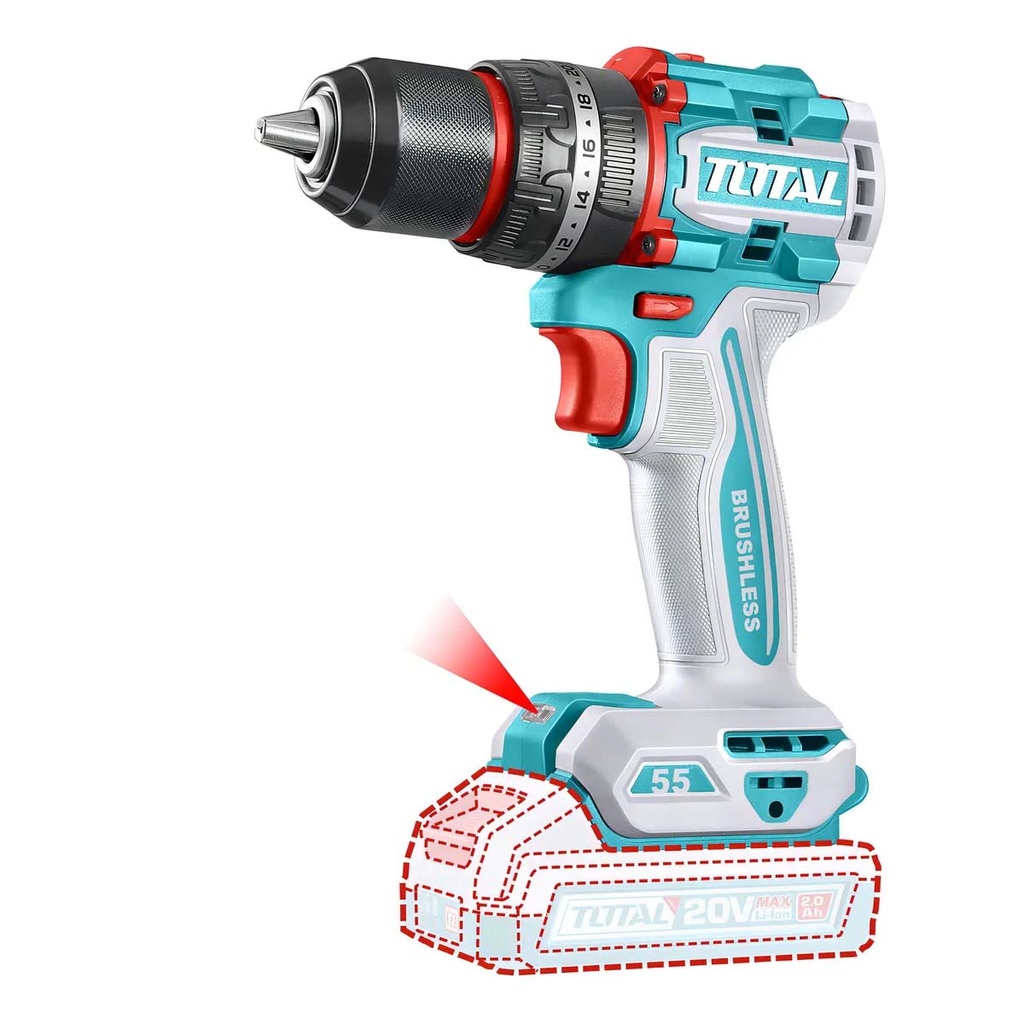Taladro Percutor 20V BL 2000rpm 55Nm INDUSTRIAL TOTAL TIDLI205581