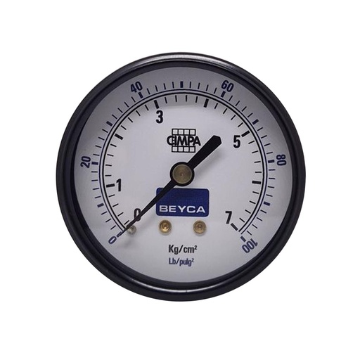 [MM2-35/7] MANÓMETRO BEYCA 63MM ESTANDAR 0-7KG ROSCA POST. 1/4 BSPT
