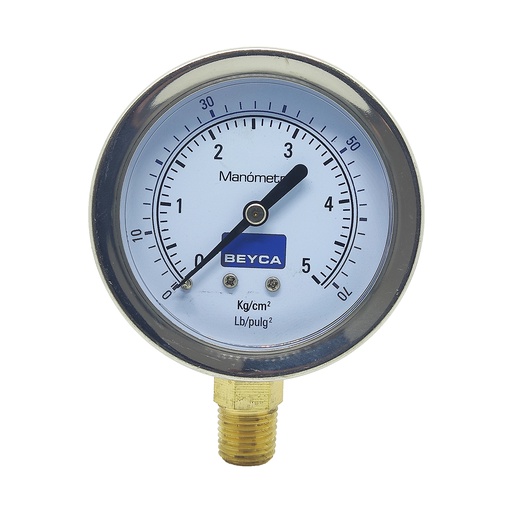 [MM2-44/5] MANÓMETRO BEYCA 63MM INOX-BRONCE 0-5KG. ROSCA INF. 1/4 NPT