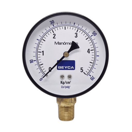 [MM4-38/5] MANÓMETRO BEYCA 100MM ESTANDAR 0-5KG. ROSCA INF. 1/2 NPT