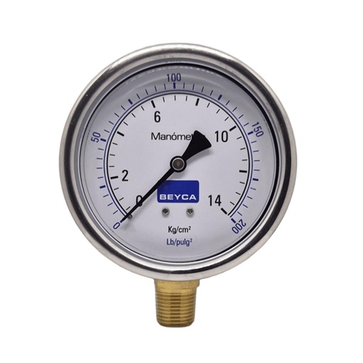 [MM4-48/14] MANÓMETRO BEYCA 100MM INOX-BRONCE 0-14KG. ROSCA INF. 1/2 NPT