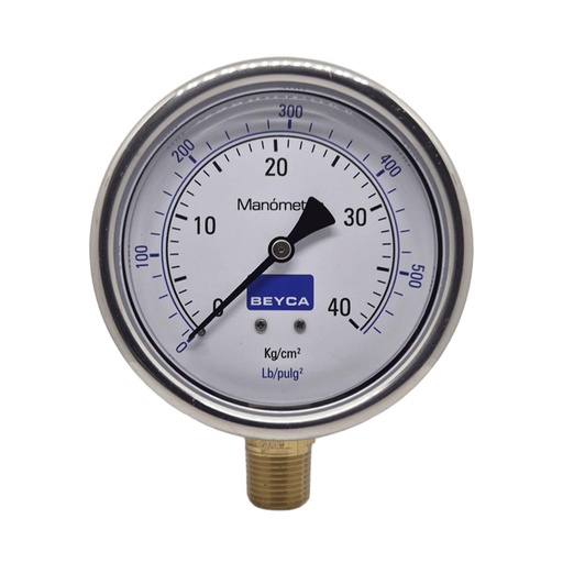 [MM4-48/40] MANÓMETRO BEYCA 100MM INOX-BRONCE 0-40KG. ROSCA INF. 1/2 NPT