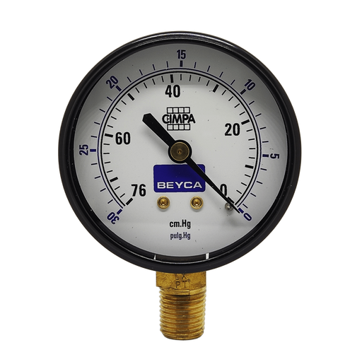[VM2-34] VACUOMETRO BEYCA 63MM ESTANDAR -76CMHG ROSCA INF. 1/4 BSPT