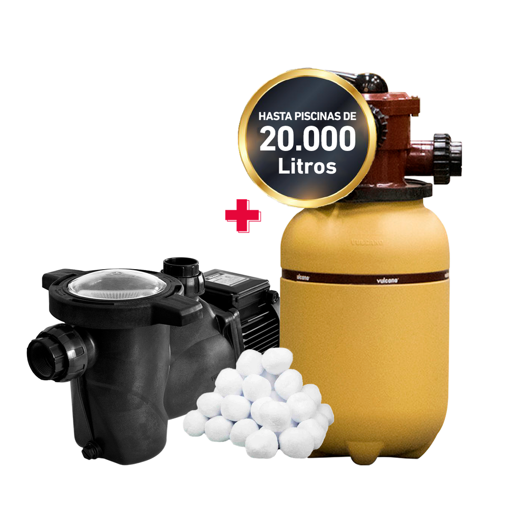 [BAP033CONVC10CONCARGA] COMBO VULCANO BOMBA BAP 033 + FILTRO VC 10 + CARGA FILTRANTE - PISCINAS HASTA 20.000 LTS