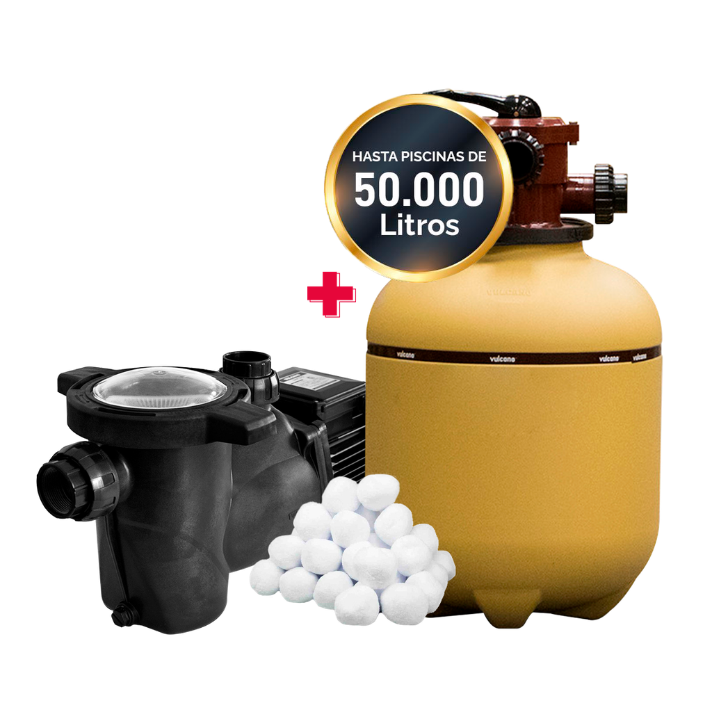 [BAP050CONVC30CONCARGA] COMBO VULCANO BOMBA BAP 050 + FILTRO VC 30 + CARGA FILTRANTE - PISCINAS HASTA 50.000 LTS
