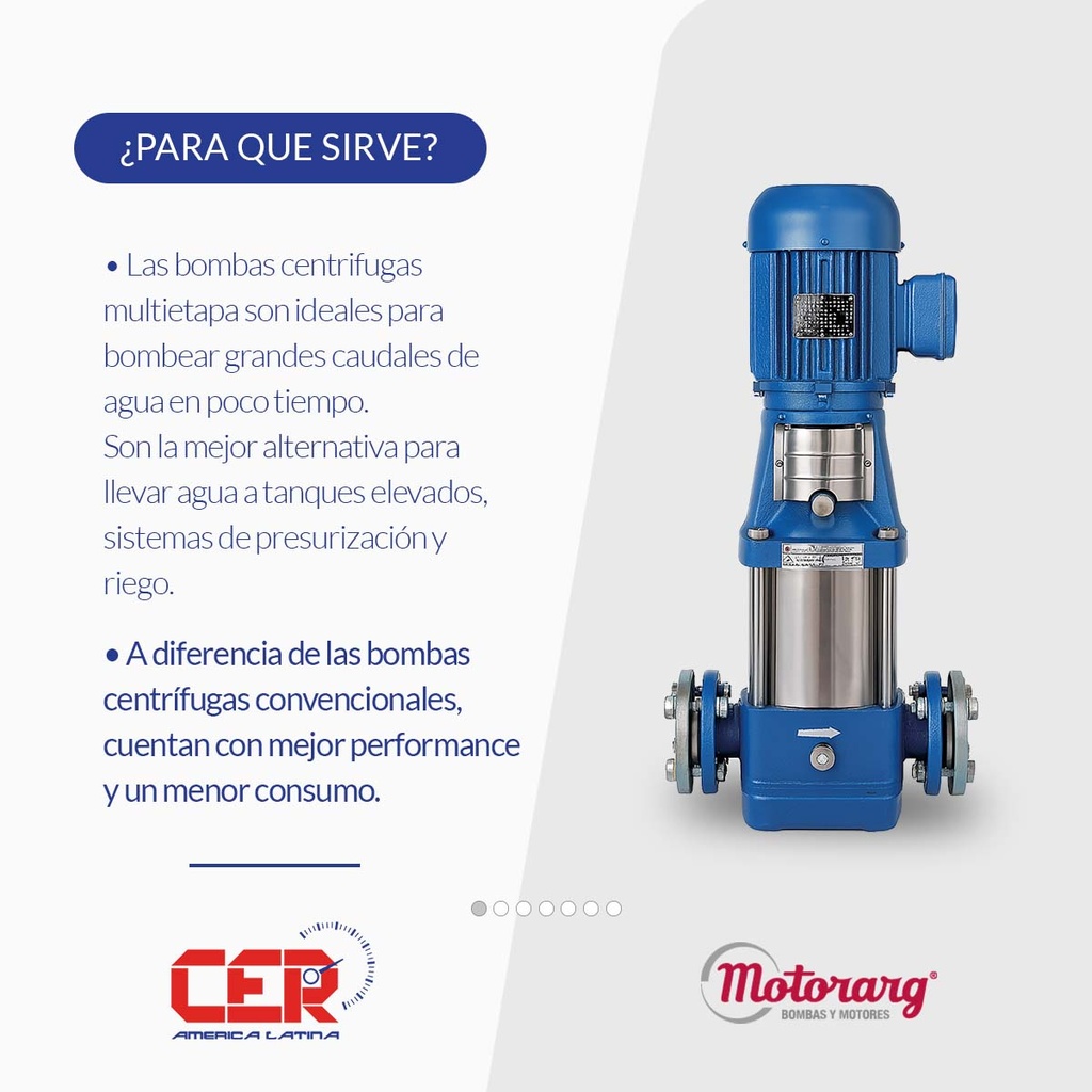 BOMBA MULTIETAPA VERTICAL MOTORARG MODELO BVT 16-3 - 4 HP - ELEVA 40 MTS - 380V