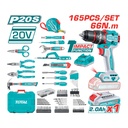 Kit Taladro 20V +  165 Accesorios TOTAL THKTHP11652-4