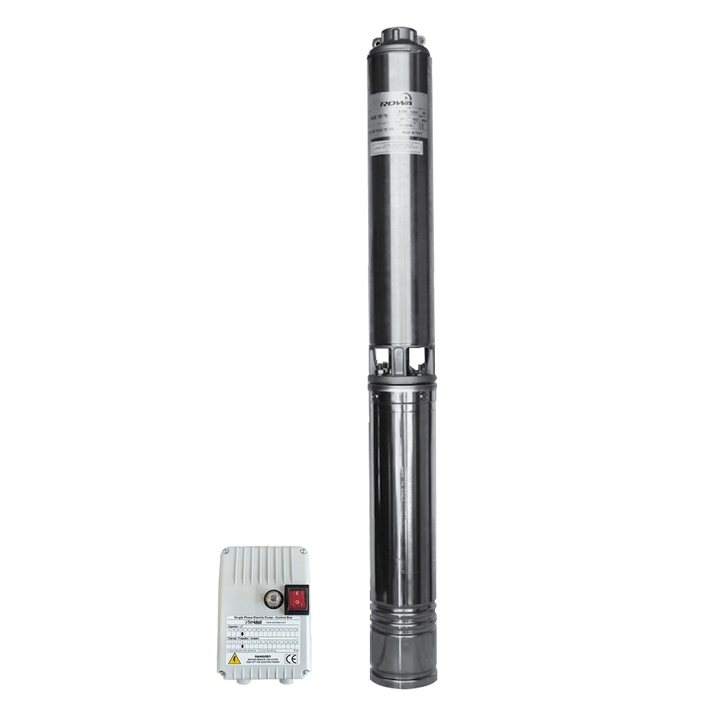 BOMBA SUMERGIBLE DE POZO ROWA 4 PULGADAS MODELO 4FR050 07M/50 CON TABLERO - 0,5 HP - 41 MTS - 220V