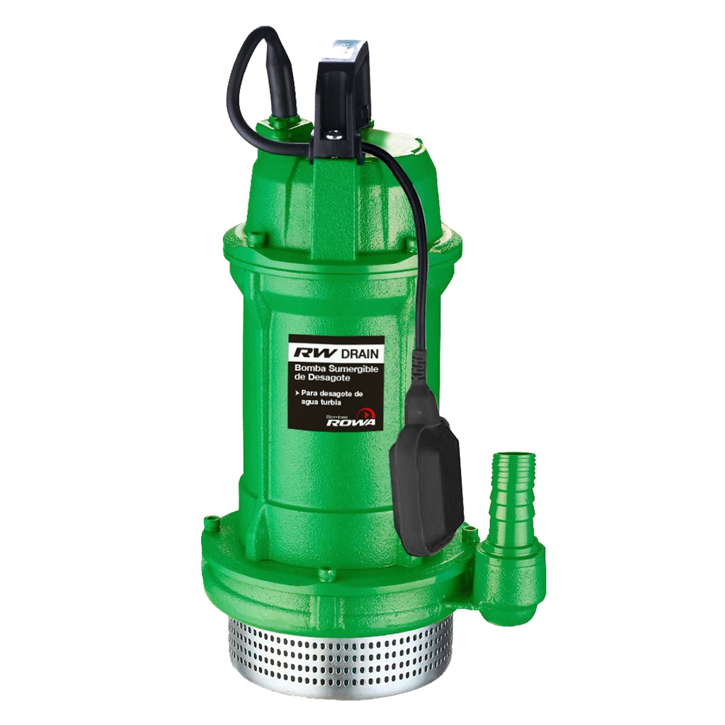 BOMBA SUMERGIBLE DE DRENAJE ROWA MODELO DRAIN T18/6-F - 0,5 HP - PARA AGUAS LIMPIAS - 220V