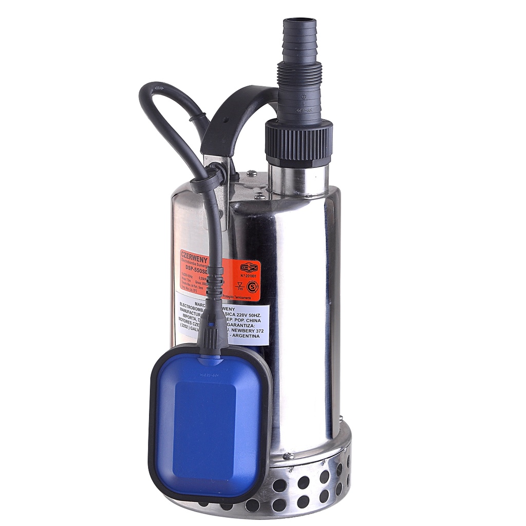 BOMBA SUMERGIBLE DE DRENAJE CZERWENY MODELO DSP-550SD - 0,75 HP - PARA AGUAS PLUVIALES - 220V