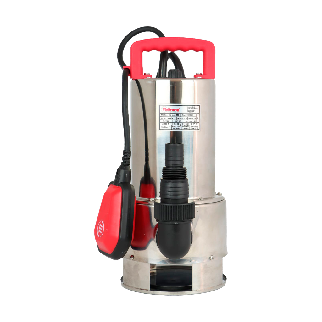 BOMBA SUMERGIBLE DE DRENAJE MOTORARG MODELO SM INOX 150 - 1,5 HP - PARA AGUAS SUCIAS - 220V