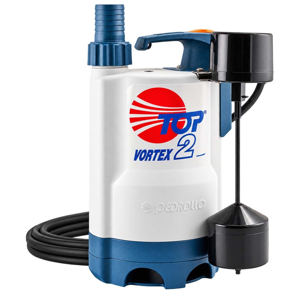 BOMBA SUMERGIBLE DE DRENAJE PEDROLLO CON FLOTANTE MAGNÉTICO MODELO TOP VORTEX - 0,5 HP - 220V - PARA AGUAS CLARAS
