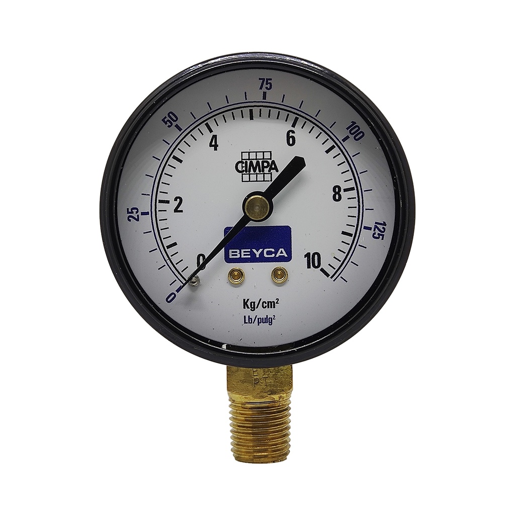 MANÓMETRO BEYCA 63MM ESTANDAR 0-10KG ROSCA INF. 1/4 BSPT