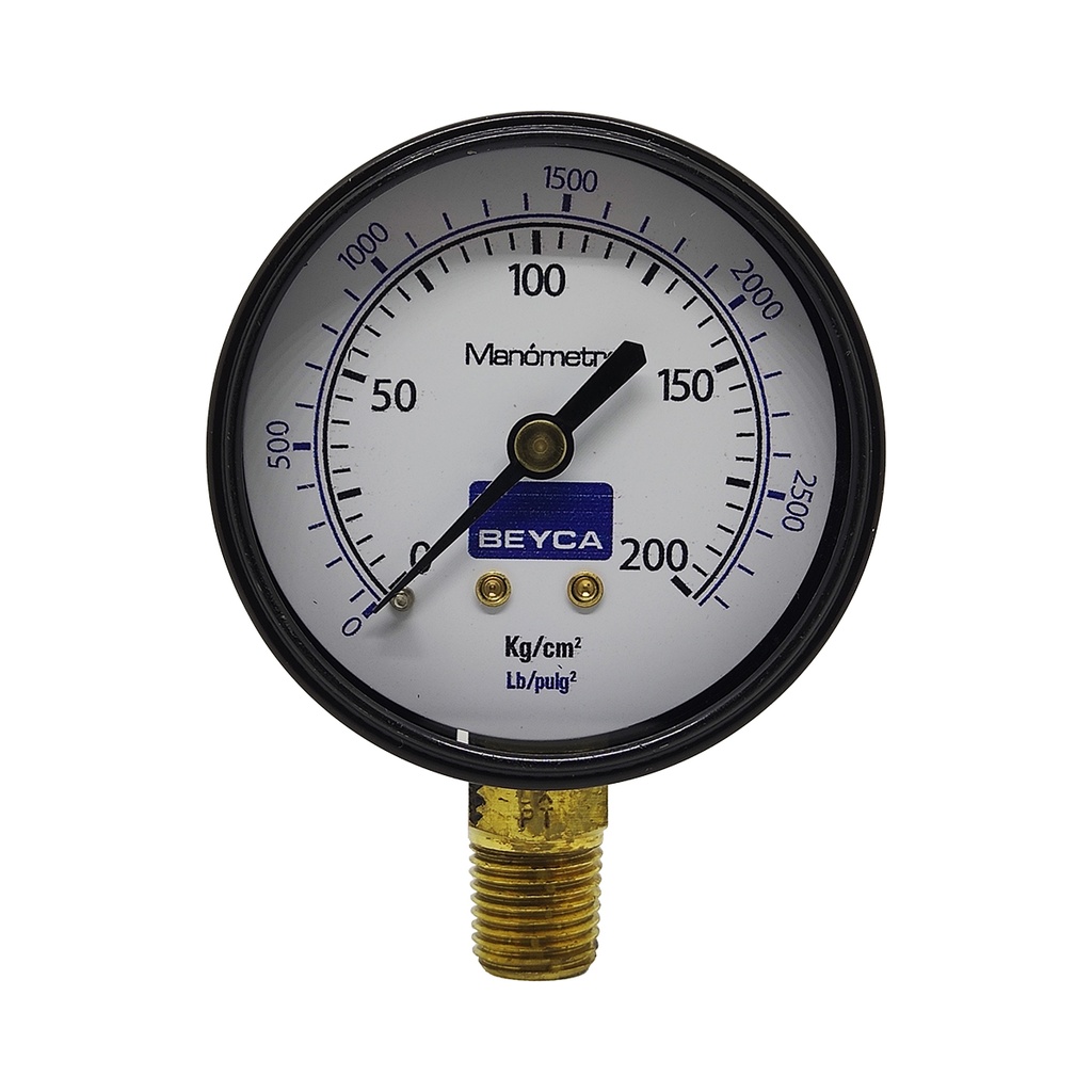 MANÓMETRO BEYCA 63MM ESTANDAR 0-200KG ROSCA INF. 1/4 BSPT