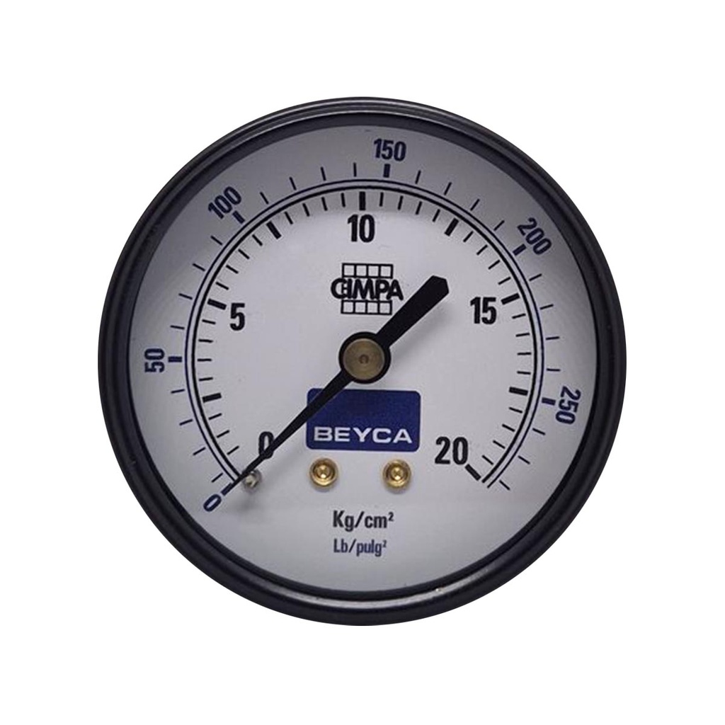 MANÓMETRO BEYCA 63MM ESTANDAR 0-20KG ROSCA POST. 1/4 BSPT