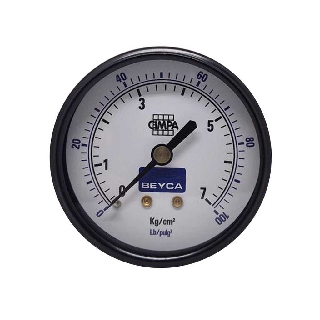 MANÓMETRO BEYCA 63MM ESTANDAR 0-7KG ROSCA POST. 1/4 BSPT