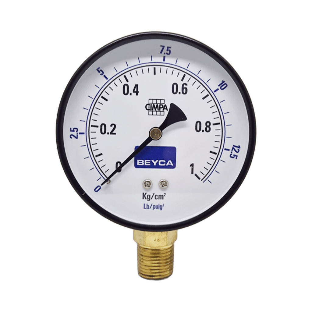 MANÓMETRO BEYCA 100MM ESTANDAR 0-1KG. ROSCA INF. 1/2 NPT