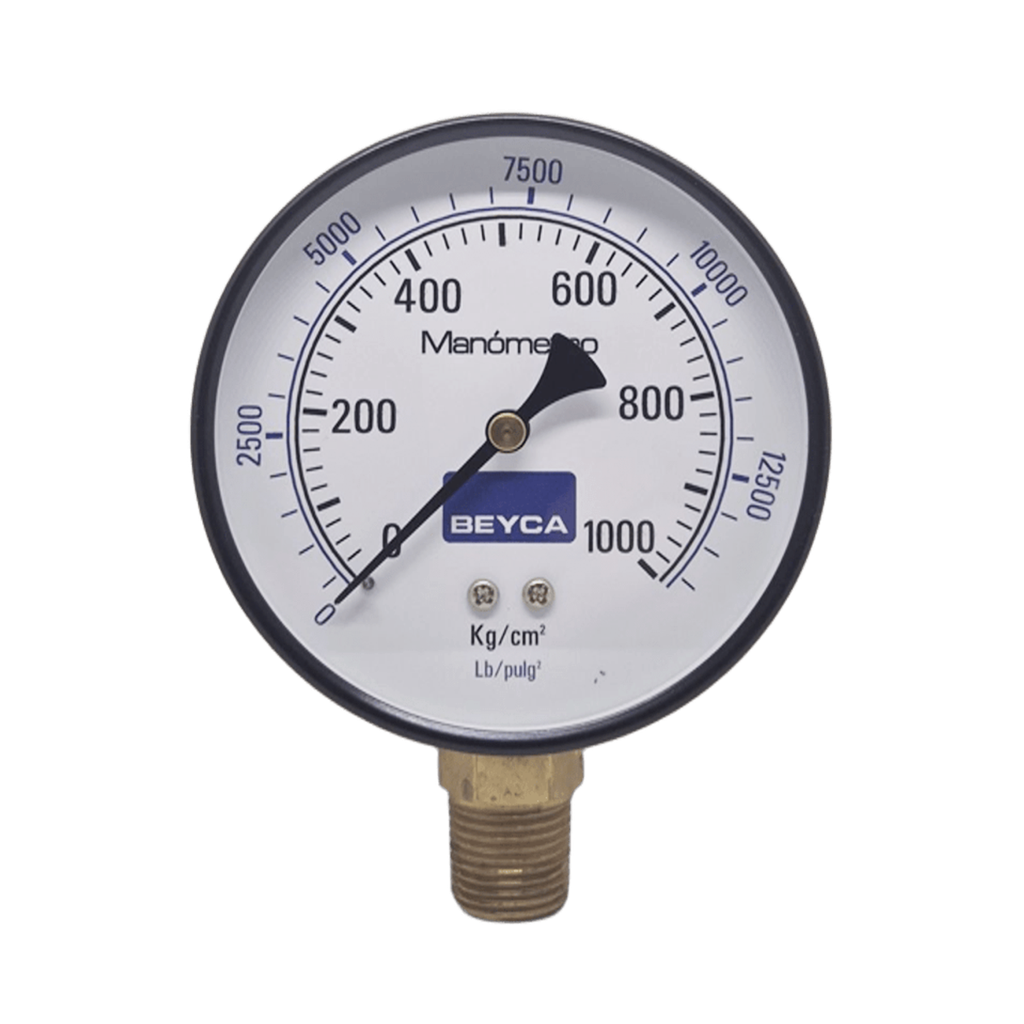 MANÓMETRO BEYCA 100MM ESTANDAR 0-1000KG. ROSCA INF. 1/2 NPT