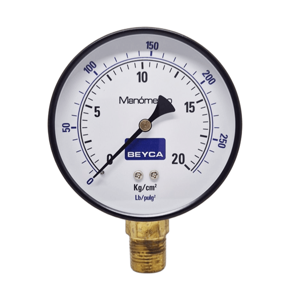 MANÓMETRO BEYCA 100MM ESTANDAR 0-20KG. ROSCA INF. 1/2 NPT