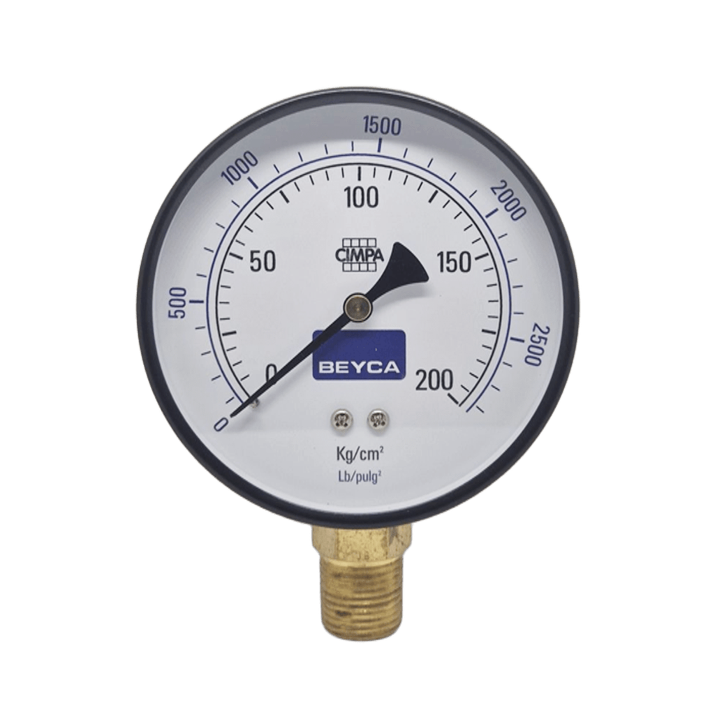 MANÓMETRO BEYCA 100MM ESTANDAR 0-200KG. ROSCA INF. 1/2 NPT