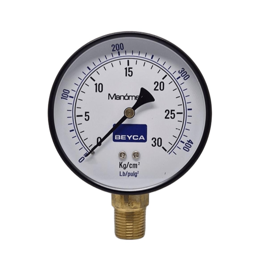 MANÓMETRO BEYCA 100MM ESTANDAR 0-30KG. ROSCA INF. 1/2 NPT