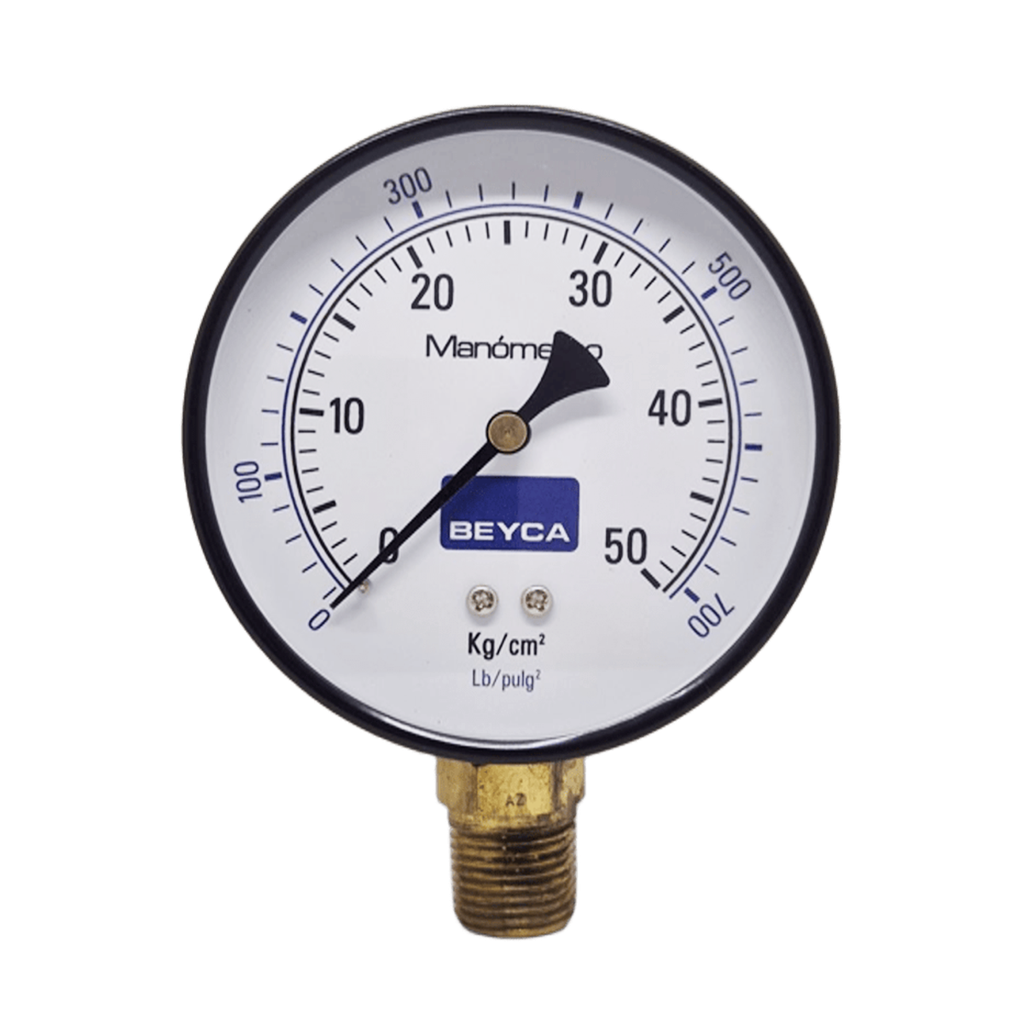 MANÓMETRO BEYCA 100MM ESTANDAR 0-50KG. ROSCA INF. 1/2 NPT