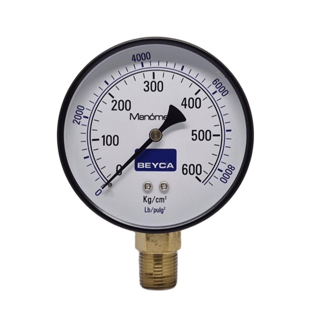 MANÓMETRO BEYCA 100MM ESTANDAR 0-600KG. ROSCA INF. 1/2 NPT