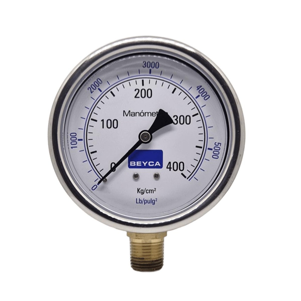 MANÓMETRO BEYCA 100MM INOX-BRONCE 0-400KG. ROSCA INF. 1/2 NPT