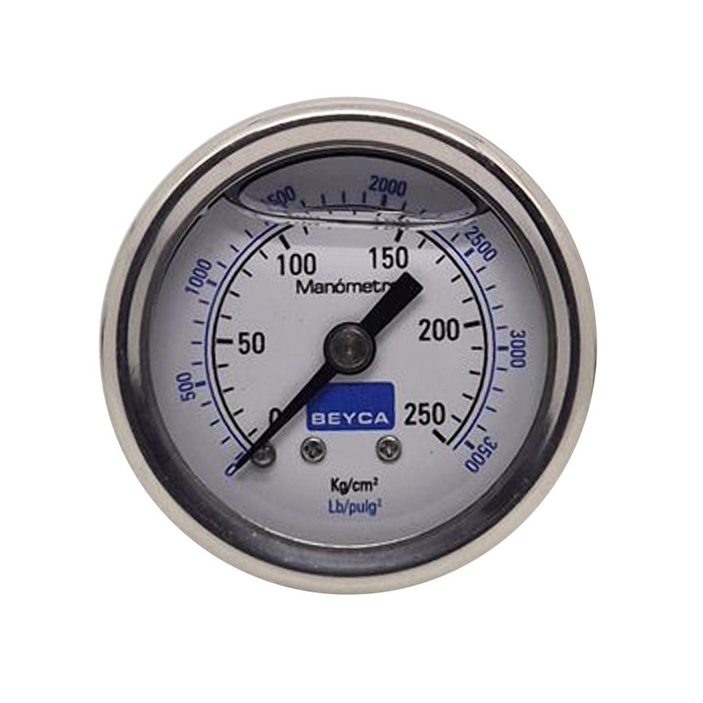 MANÓMETRO BEYCA 40MM INOX-BRONCE 0-250 ROSCA POST. 1/8 BSPT P/HIDROLAVADORA