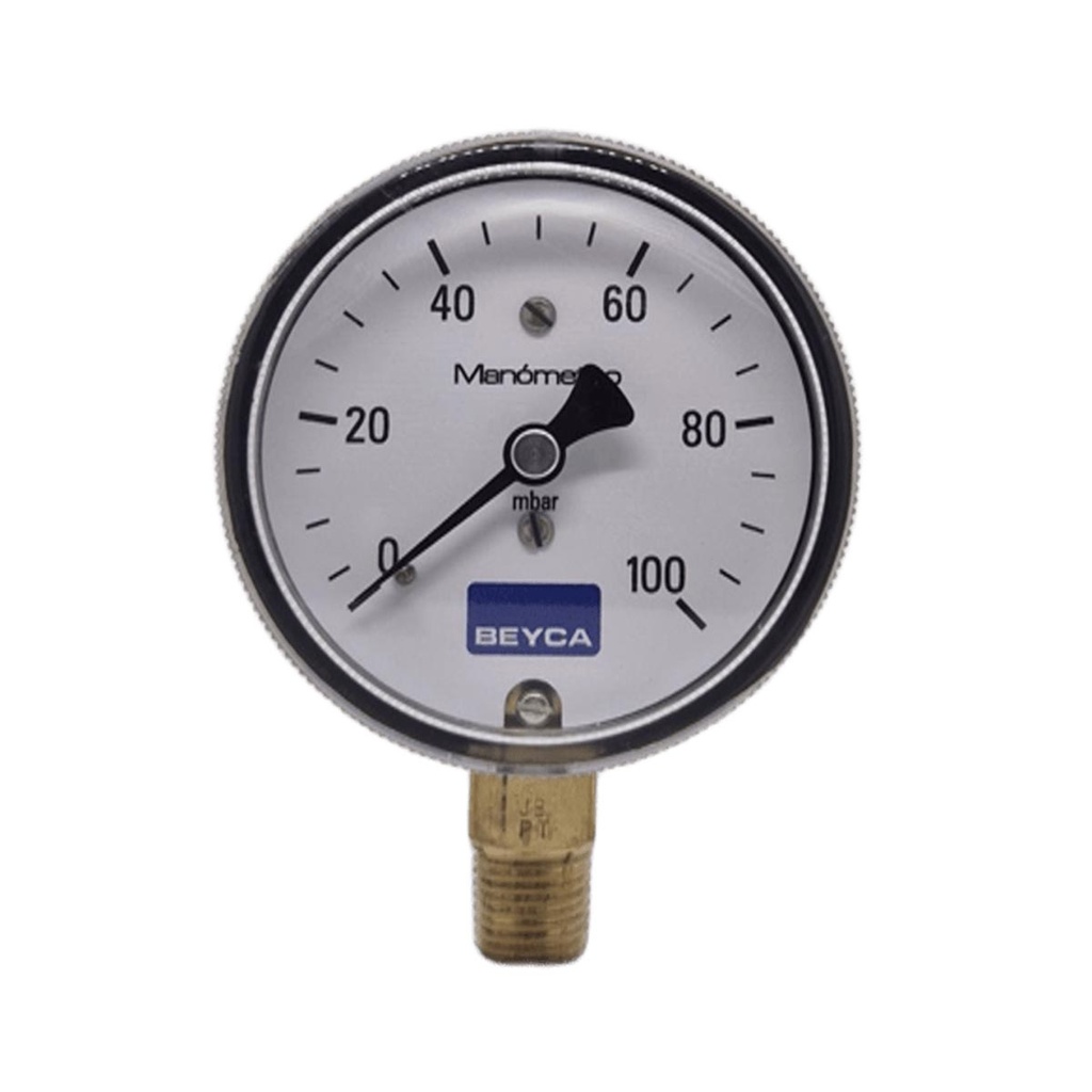 MANÓMETRO BEYCA 63MM BAJA PRESION 0-100MBAR ROSCA INF. 1/4 BSPT