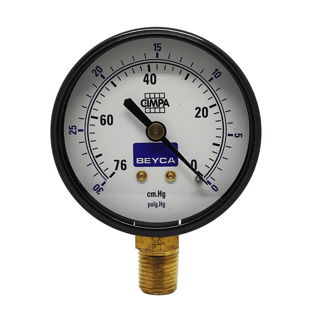 VACUOMETRO BEYCA 63MM ESTANDAR -76CMHG ROSCA INF. 1/4 BSPT
