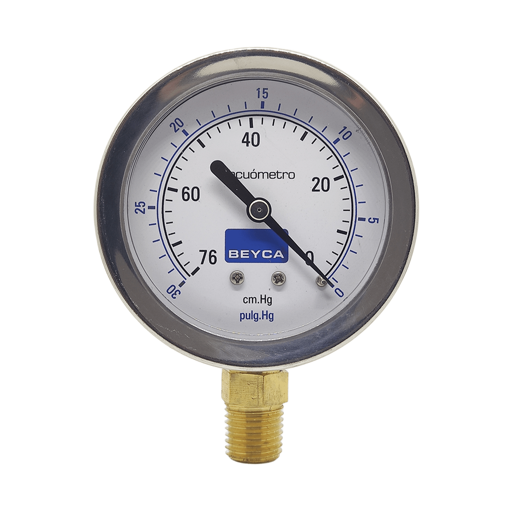 VACUÓMETRO BEYCA 63MM INOX-BRONCE -76CMHG. ROSCA INF. 1/4 NPT