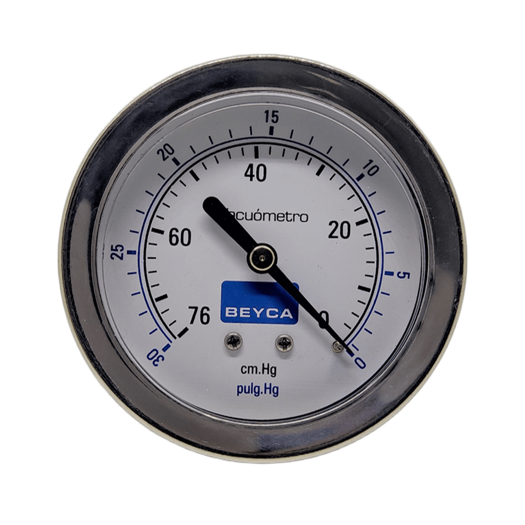 VACUÓMETRO BEYCA 63MM INOX-BRONCE -76CMHG. ROSCA POST. 1/4 NPT