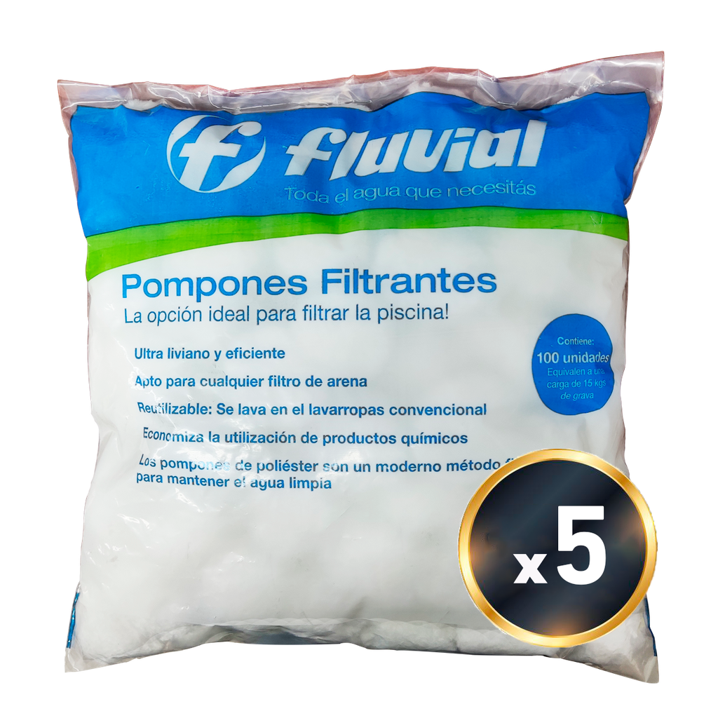 POMPONES FILTRANTES FLUVIAL - 5 UNIDADES - PARA FILTRO FR-90