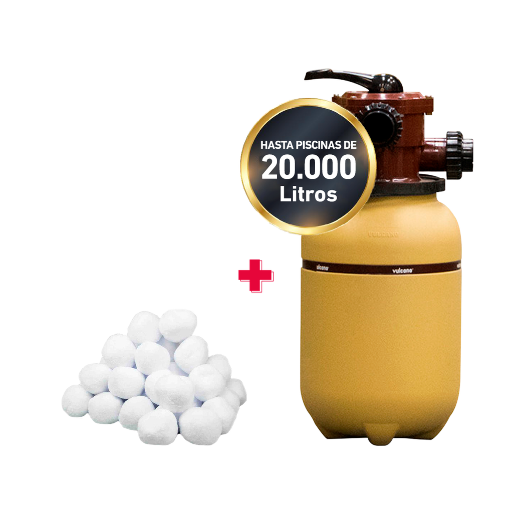 COMBO FILTRO VULCANO VC-10 + CARGA FILTRANTE - PISCINAS HASTA 20.000 LTS