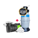 COMBO FLUVIAL BOMBA PLATA 2 + FILTRO TITANIUM 40 + CARGA FILTRANTE - PISCINAS HASTA 40.000 LTS