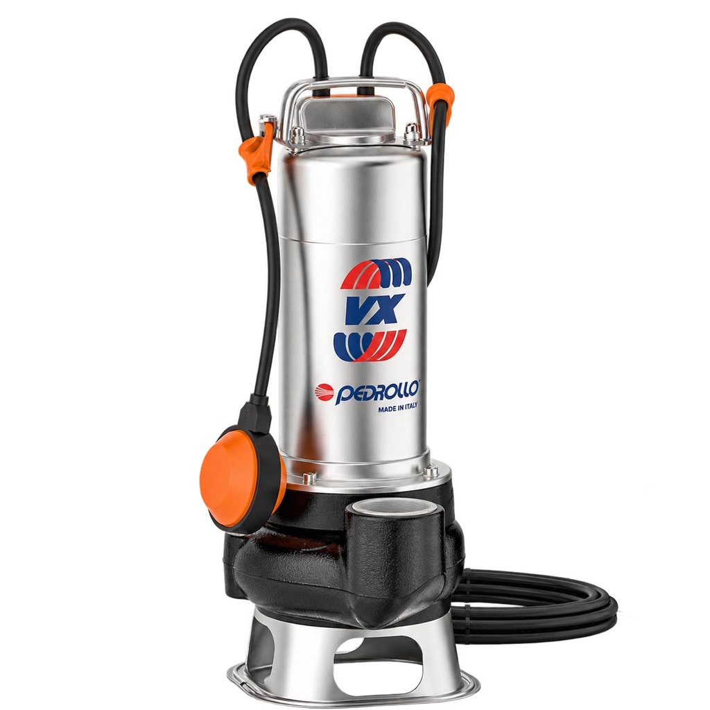 BOMBA SUMERGIBLE DE DRENAJE CLOACAL PEDROLLO MODELO VXm 8/50 - 0,75 HP - 220V