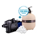 COMBO PEARL BOMBA POOL II 100 + FILTRO FS-100 + CARGA FILTRANTE - PISCINAS HASTA 120.000 LTS
