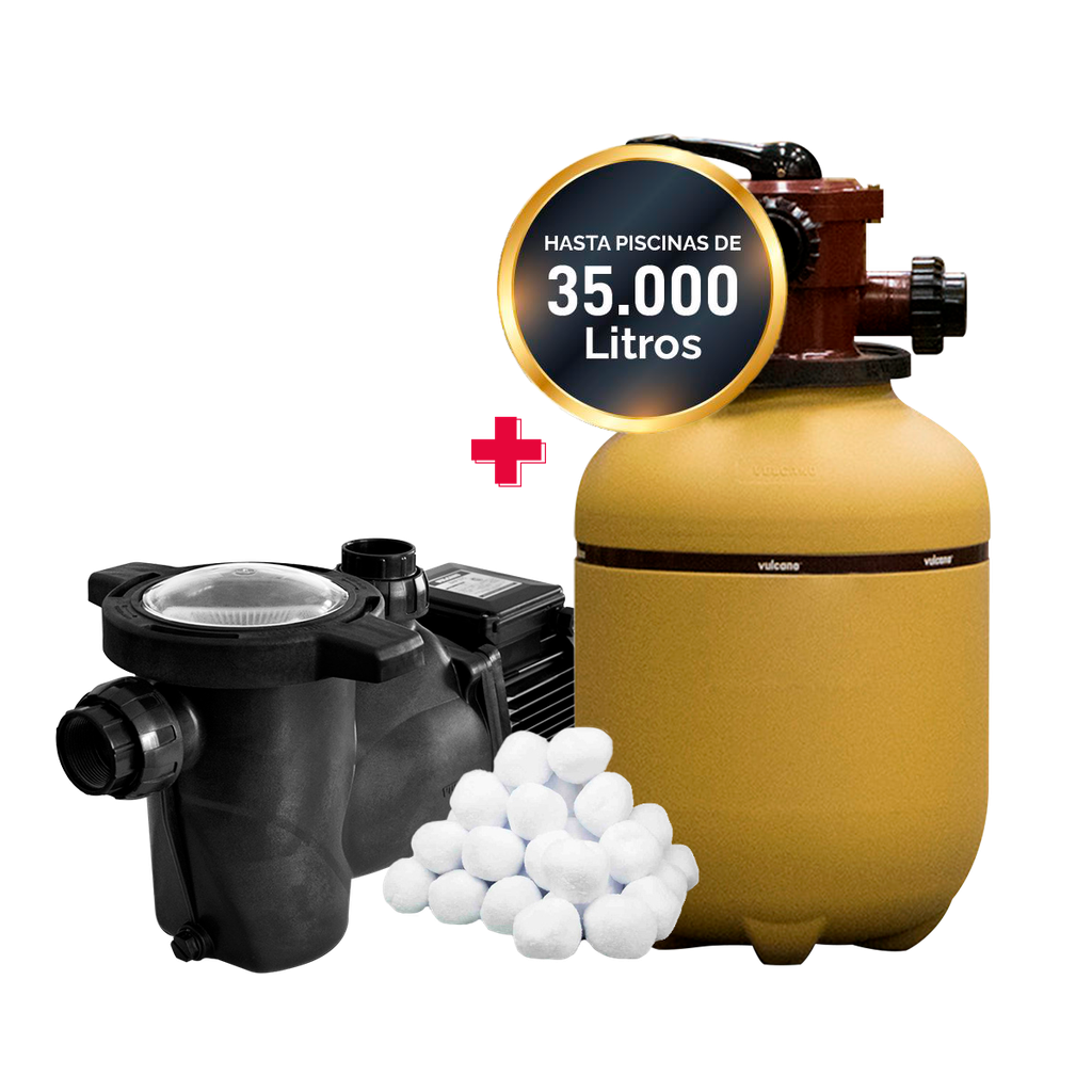 COMBO VULCANO BOMBA BAP 033 + FILTRO VC 20 + CARGA FILTRANTE - PISCINAS HASTA 35.000 LTS