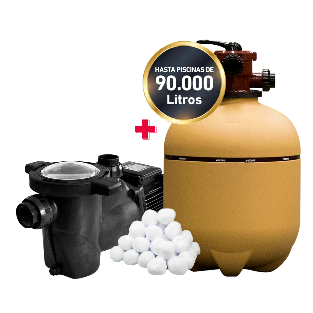 COMBO VULCANO BOMBA BAP 075 + FILTRO VC 50 + CARGA FILTRANTE - PISCINAS HASTA 90.000 LTS